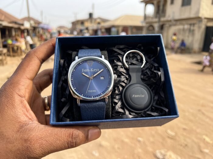 Engrave wrist watch and smart tag combo is a perfect gift idea for men.